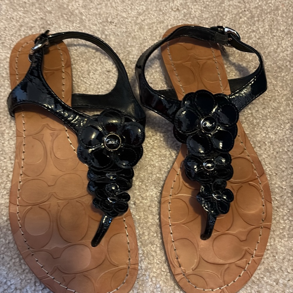 Barely used Coach Black Floral Women's Sandals